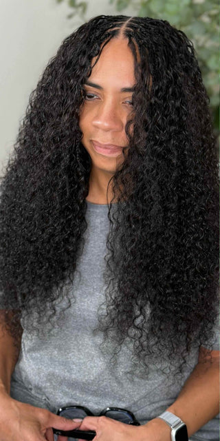 Full curly boho braids installed with Fula Beauty Burmese Curly human braiding hair
