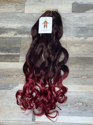 Red Wine Tips French Curl synthetic braiding hair - Fula Beauty