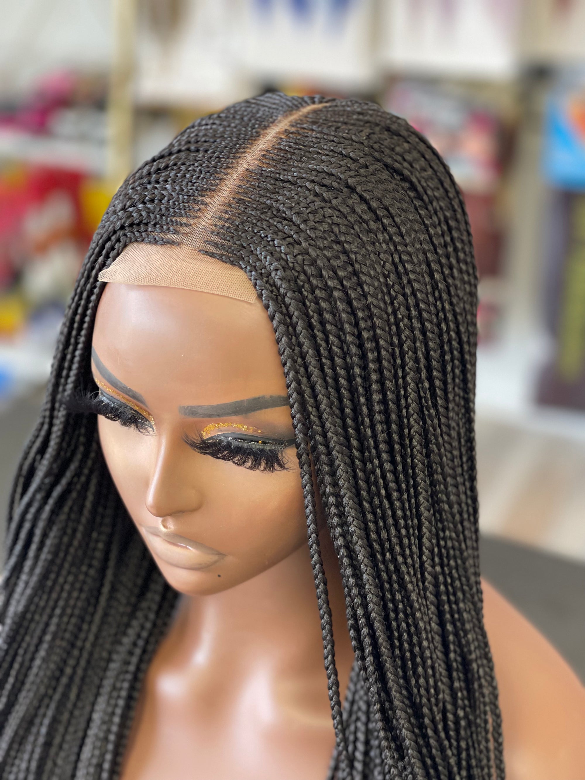 Black Tribal Middle Part Wig