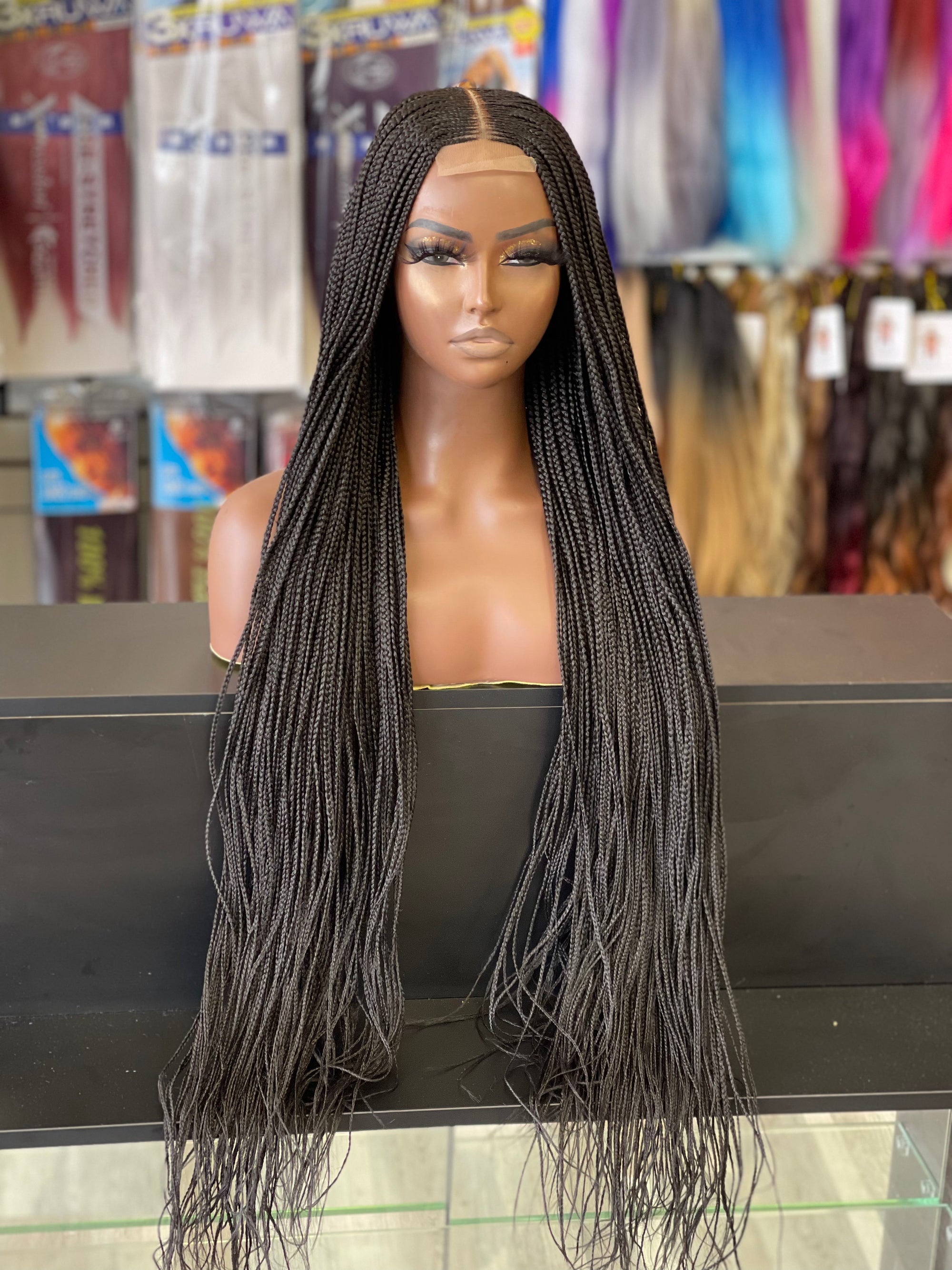 Black Tribal Middle Part Wig