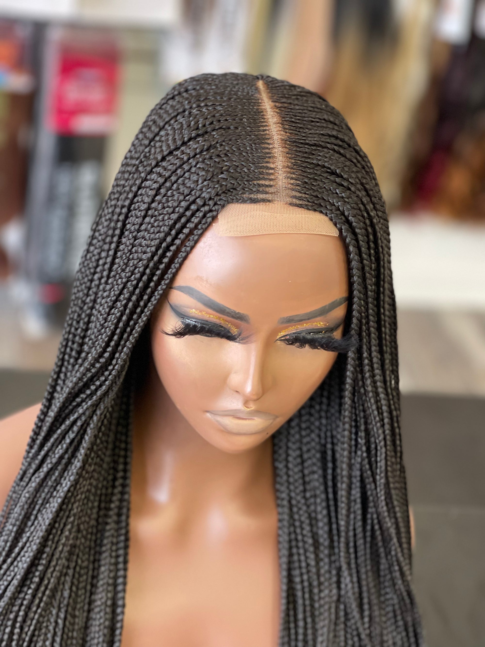 Black Tribal Middle Part Wig